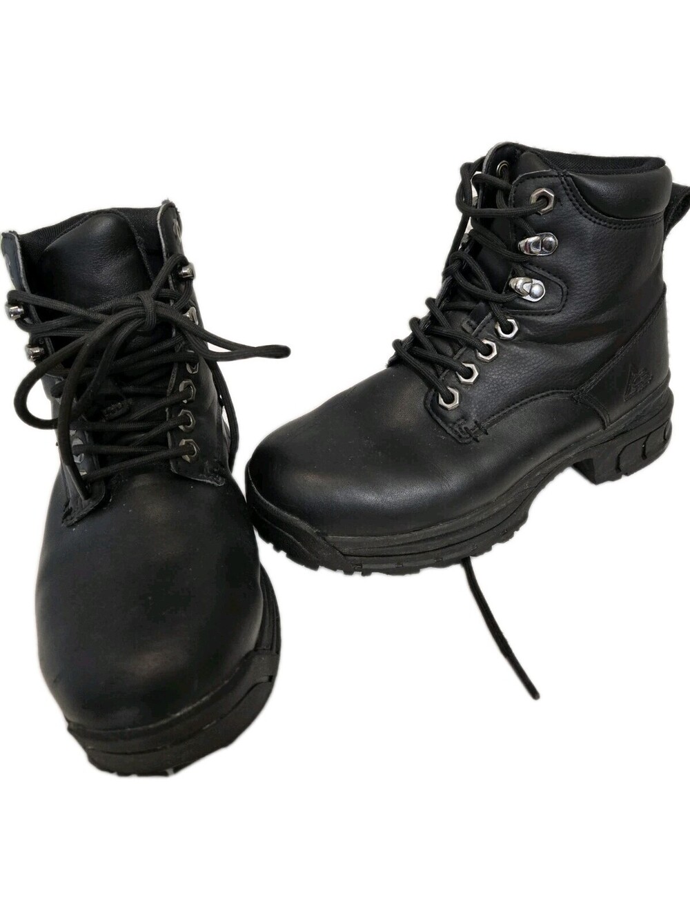 Ace Women's Work Boots Lace Up Size 6 Black Leather Round Toe Goth Grunge Work